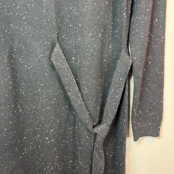 Talbots Womens Tweed Side Tie Sweater Dress Black Knit Long Sleeve Stretch Small - Picture 7 of 13